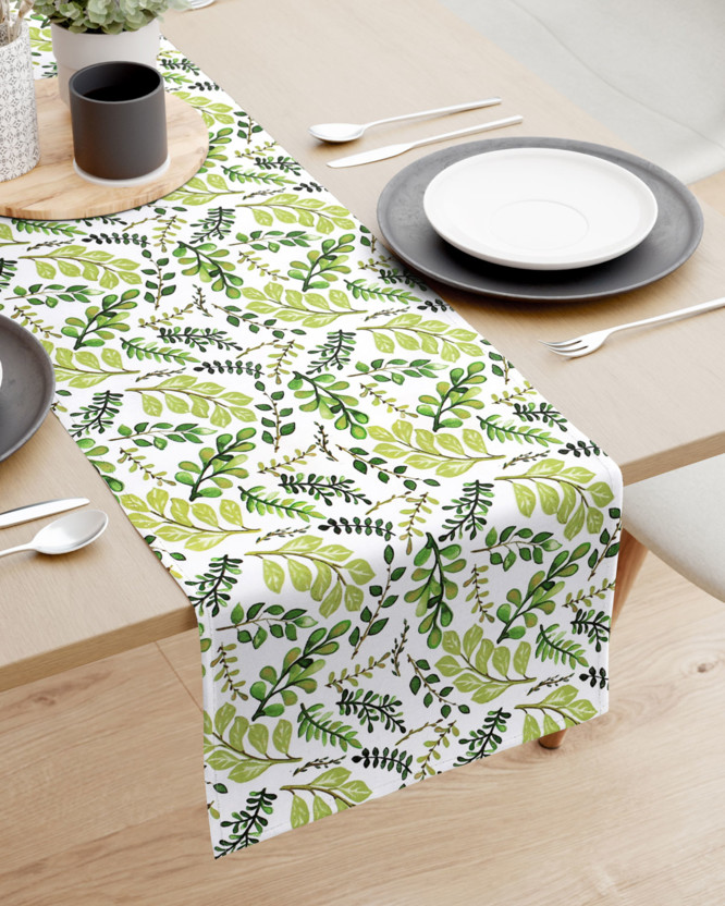 Pamut asztali futó - zöld levelek