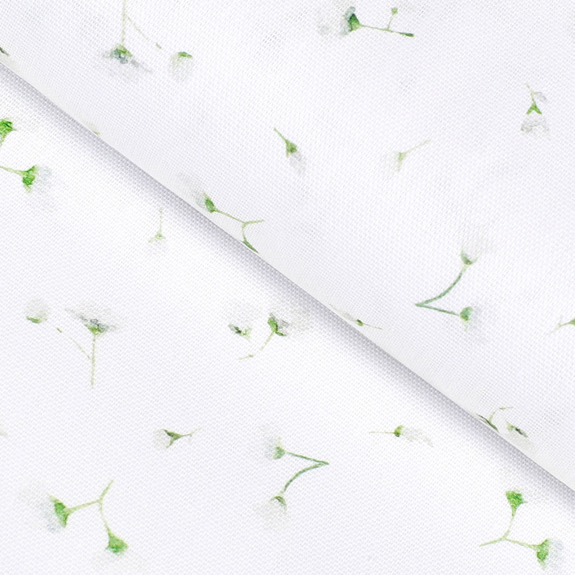 Dekoratív szövet Loneta - apró virágok fehér alapon
