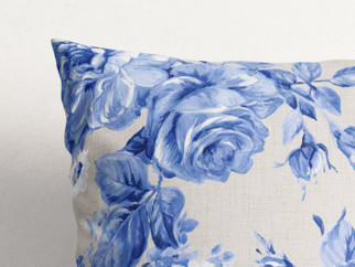 LONETA dekoratív párnahuzat - nagy kék rózsák