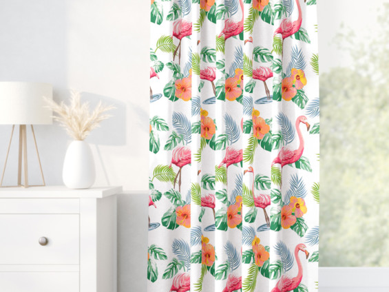 LONETA dekoratív drapéria - flamingó madarak