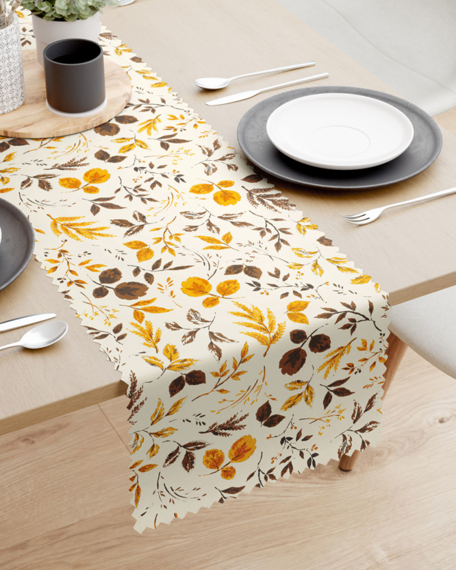 Teflonbevonatú asztali futó - barna és narancssárga levelek
