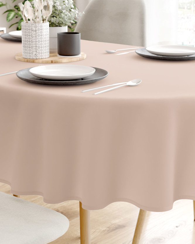 Dekoratív asztalterítő Rongo Deluxe - bézs, szatén fényű - ovális