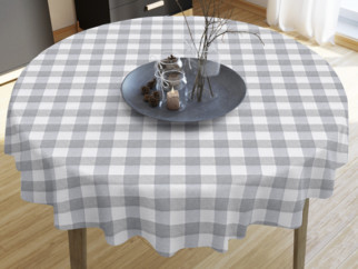 MENORCA dekoratív asztalterítő - nagy szürke - fehér kockás - kör alakú