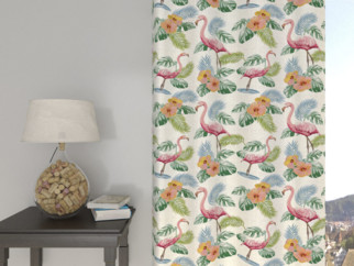 LONETA dekoratív drapéria - flamingó madarak