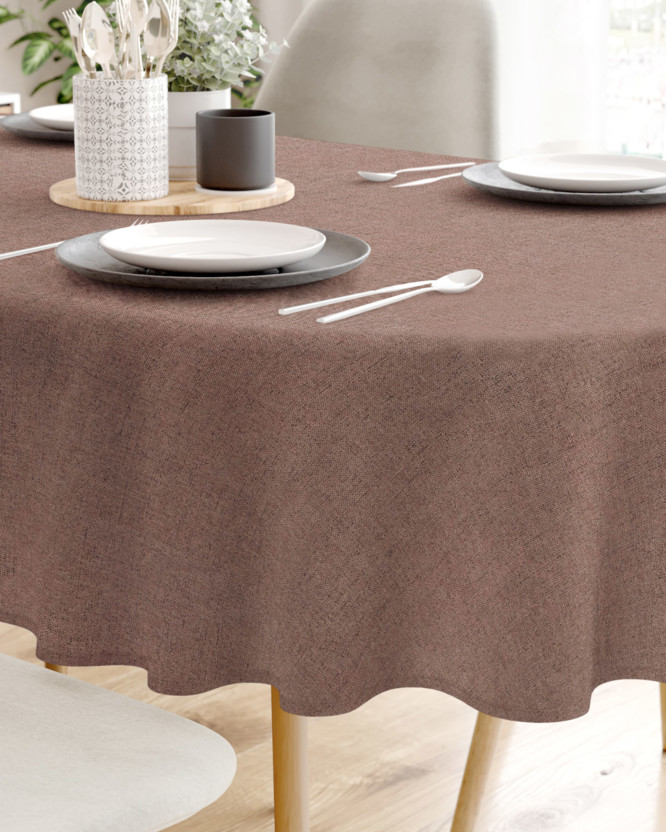 Loneta dekoratív asztalterítő - barna természetes - ovális
