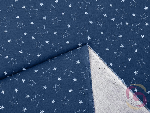 Pamutszövet - fehér csillagok kék alapon