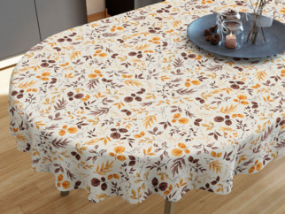 LONETA dekoratív asztalterítő - barna-narancssárga levelek - ovális