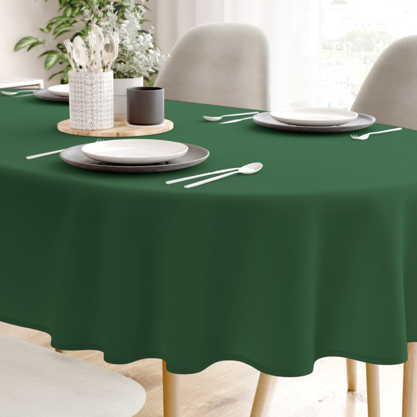 Loneta dekoratív asztalterítő - sötétzöld - ovális