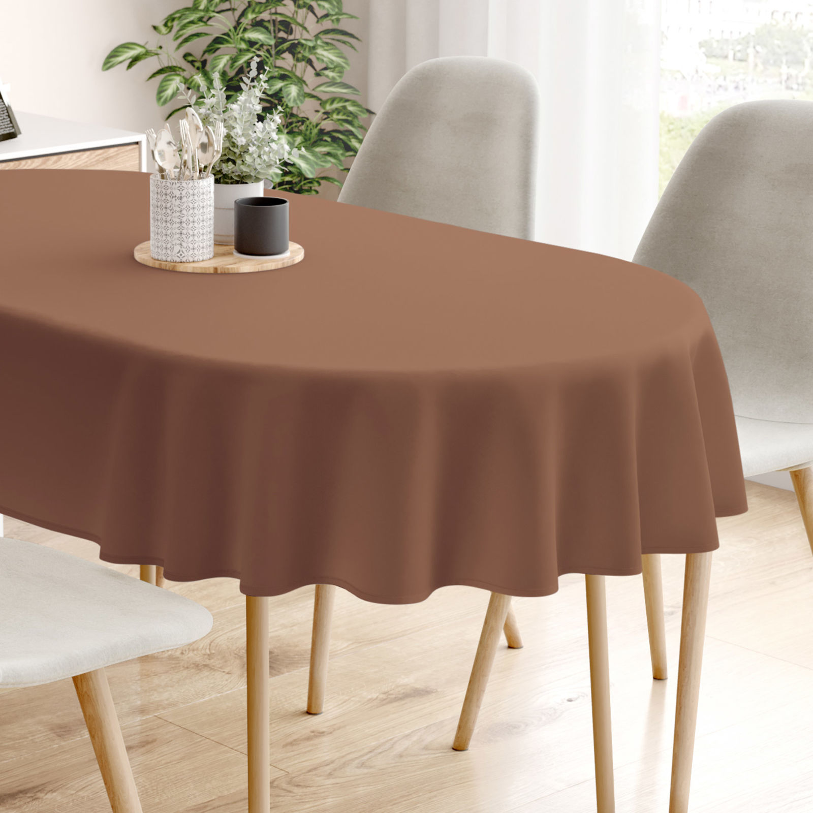 LONETA dekoratív asztalterítő - barna - ovális