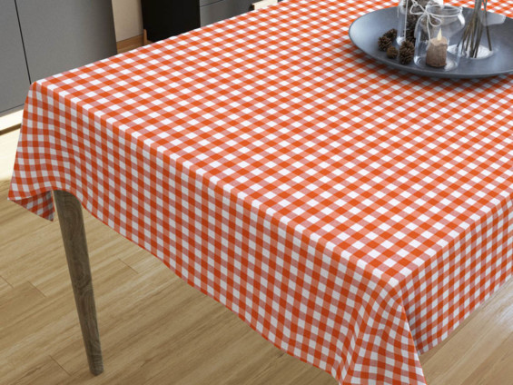 MENORCA dekoratív asztalterítő - narancssárga - fehér kockás