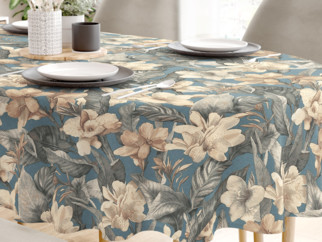 LONETA dekoratív asztalterítő - trópusi virágok - ovális