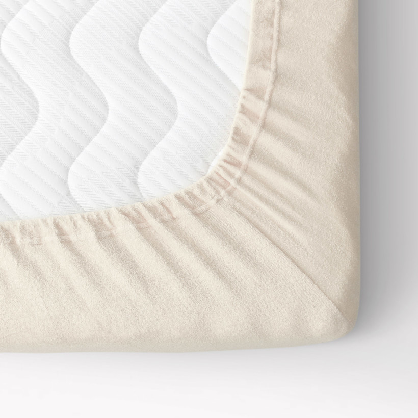 Exkluzív frottír körgumis lepedő magas matracokhoz - krémszínű