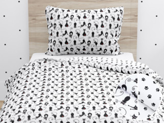 Gyermek pamut ágyneműhuzat - cikkszám 570 fekete macskák és mancsok