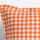 MENORCA dekoratív párnahuzat, dekoratív szegéllyel - narancssárga - fehér kockás