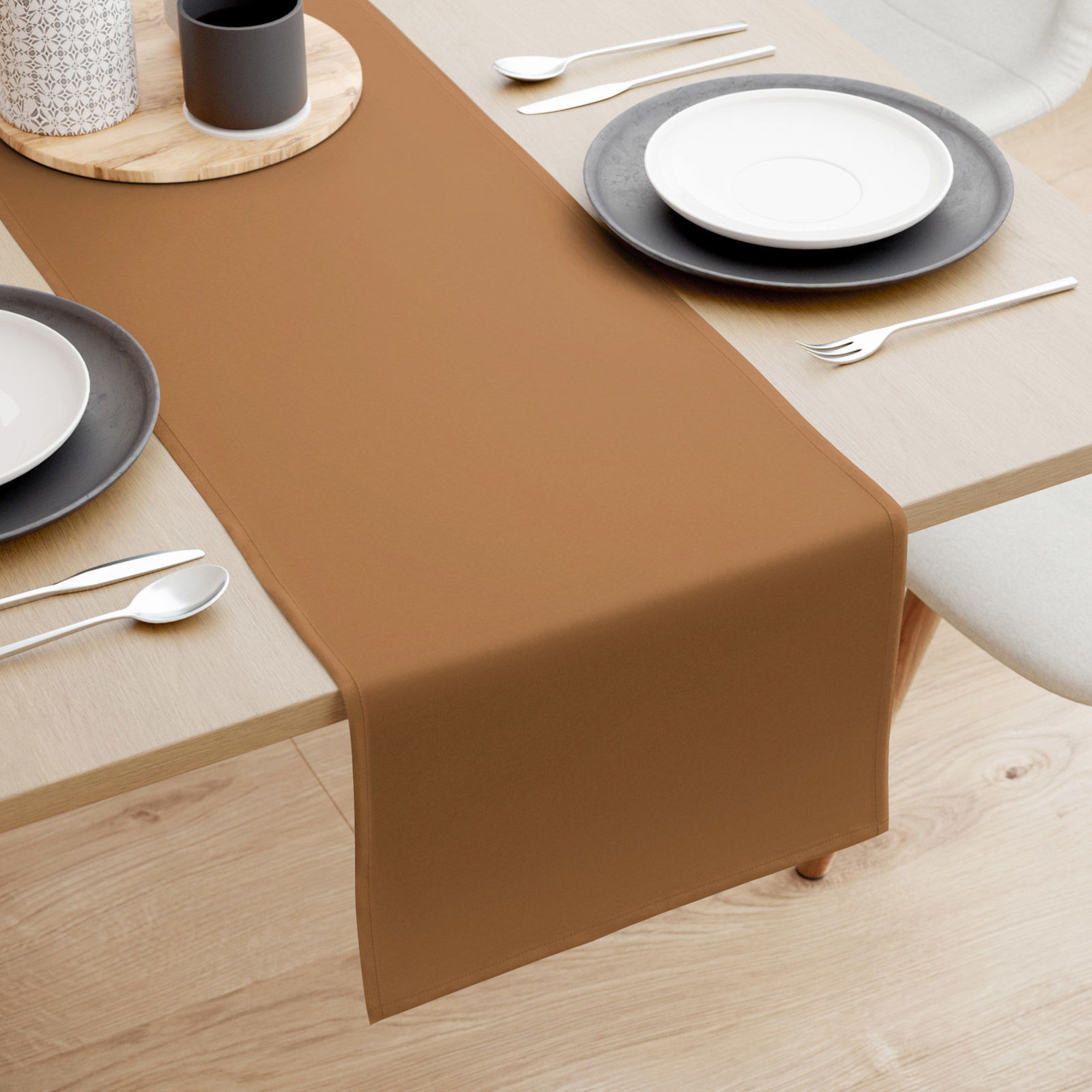 Pamut asztali futó - fahéj színű