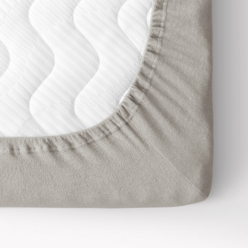 Exkluzív frottír körgumis lepedő magas matracokhoz - szürkésbarna