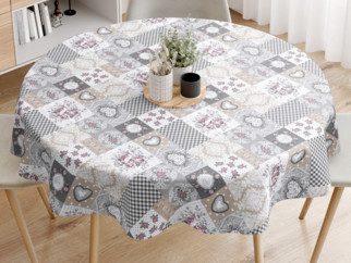 LONETA dekoratív asztalterítő - rózsák és szívek - kör alakú
