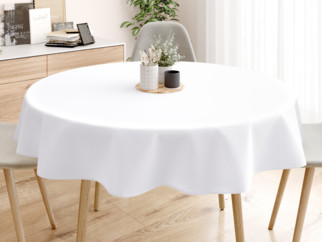 Dekoratív asztalterítő - fehér, szatén fényű - kör alakú