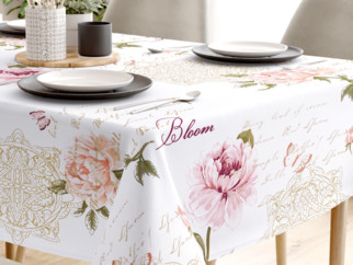 Pamut asztalterítő - pünkösdi rózsa virágmintás