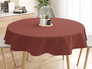 LONETA dekoratív asztalterítő - piros kicsi kockás - kör alakú
