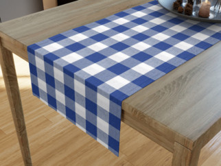 MENORCA dekoratív asztali futó - nagy kék - fehér kockás
