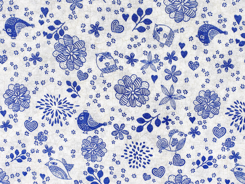 Dekoratív anyag LONETA - ORLANDO C - 601 Kék madarak és virágok