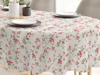 LONETA dekoratív asztalterítő - kúszó rózsák bézs alapon - ovális