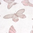Dekoratív anyag LONETA - EVELYN 301 rózsaszín pillangók - szélesség 140 cm