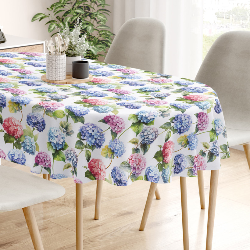 Loneta dekoratív asztalterítő - hortenzia virágok