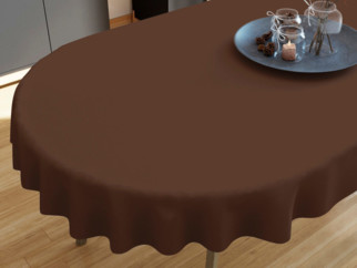 Pamut asztalterítő - sötétbarna - ovális