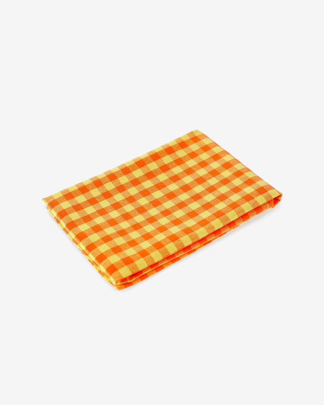 Pamut konyharuha KANAFAS - cikkszám 063 kicsi narancssárga-sárga kockák