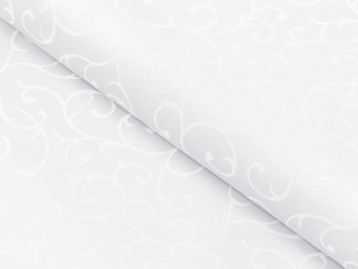 Luxus teflon szövet terítőknek - Fehér összekötő rajzolású - szélesség 160 cm