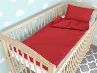 Gyermek pamut ágyneműhuzat kiságyba - piros