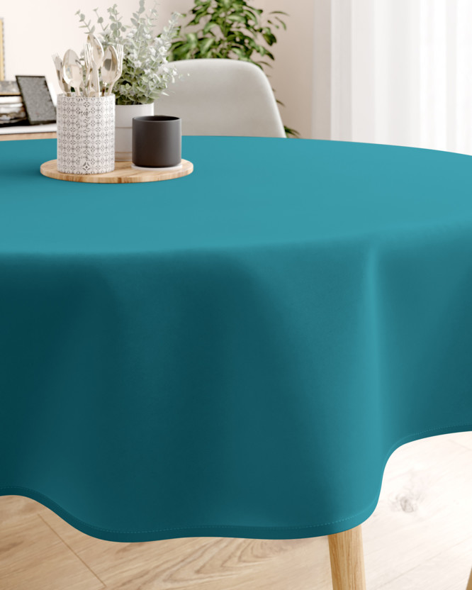 Pamut asztalterítő - petróleumszínű - kör alakú