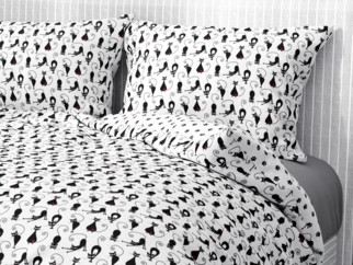 Pamut ágyneműhuzat - cikkszám 570 - fekete macskák és mancsok