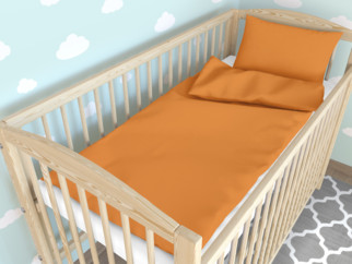 Gyermek pamut ágyneműhuzat kiságyba - narancssárga