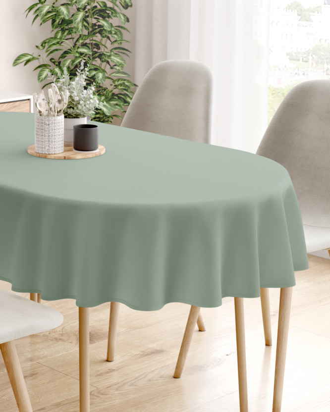 Pamut asztalterítő - khaki színű - ovális