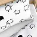 Gyermek pamut ágyneműhuzat kiságyba - cikkszám 1021 fekete bárányok fehér alapon