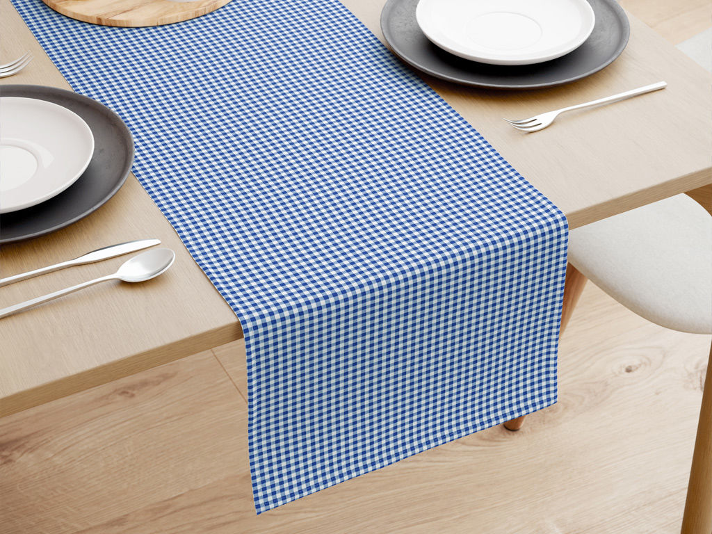 MENORCA dekoratív asztali futó - kicsi kék - fehér kockák