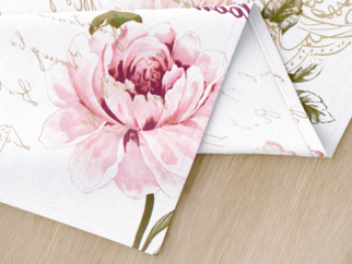 Pamut asztalterítő - pünkösdi rózsa virágmintás - ovális