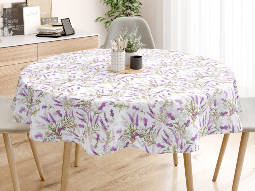 Pamut asztalterítő - Provencei levandulák - kör alakú