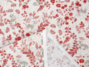 Dekoratív anyag LONETA - LA FORET 401 Állatok körül piros réti virágok - szélesség 140 cm