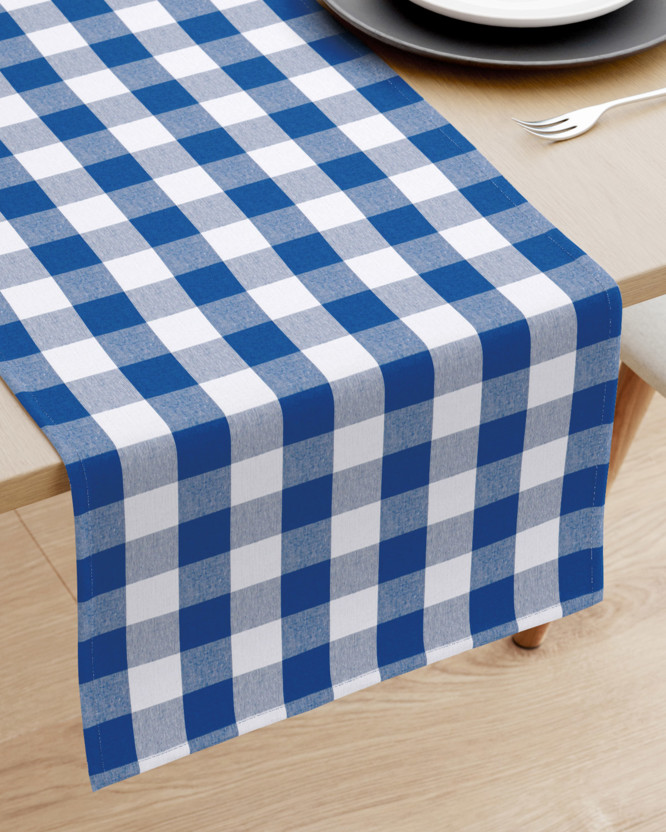 MENORCA dekoratív asztali futó - nagy kék - fehér kockás