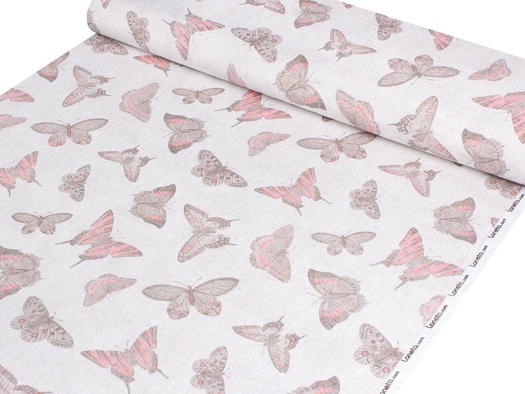 Dekoratív anyag LONETA - EVELYN 301 rózsaszín pillangók